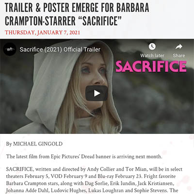 TRAILER & POSTER EMERGE FOR BARBARA CRAMPTON-STARRER “SACRIFICE”